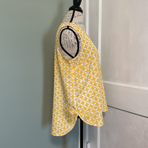 Michael Kors Yellow & White Geometric Print Sleeveless Tunic Blouse - Picture 1 of 13
